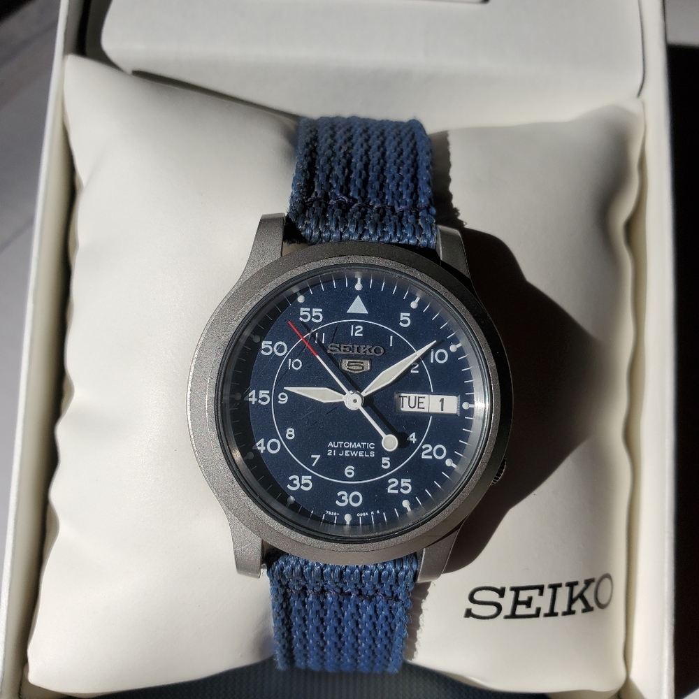 Seiko Men's 5 Blue Canvas Automatic Watch